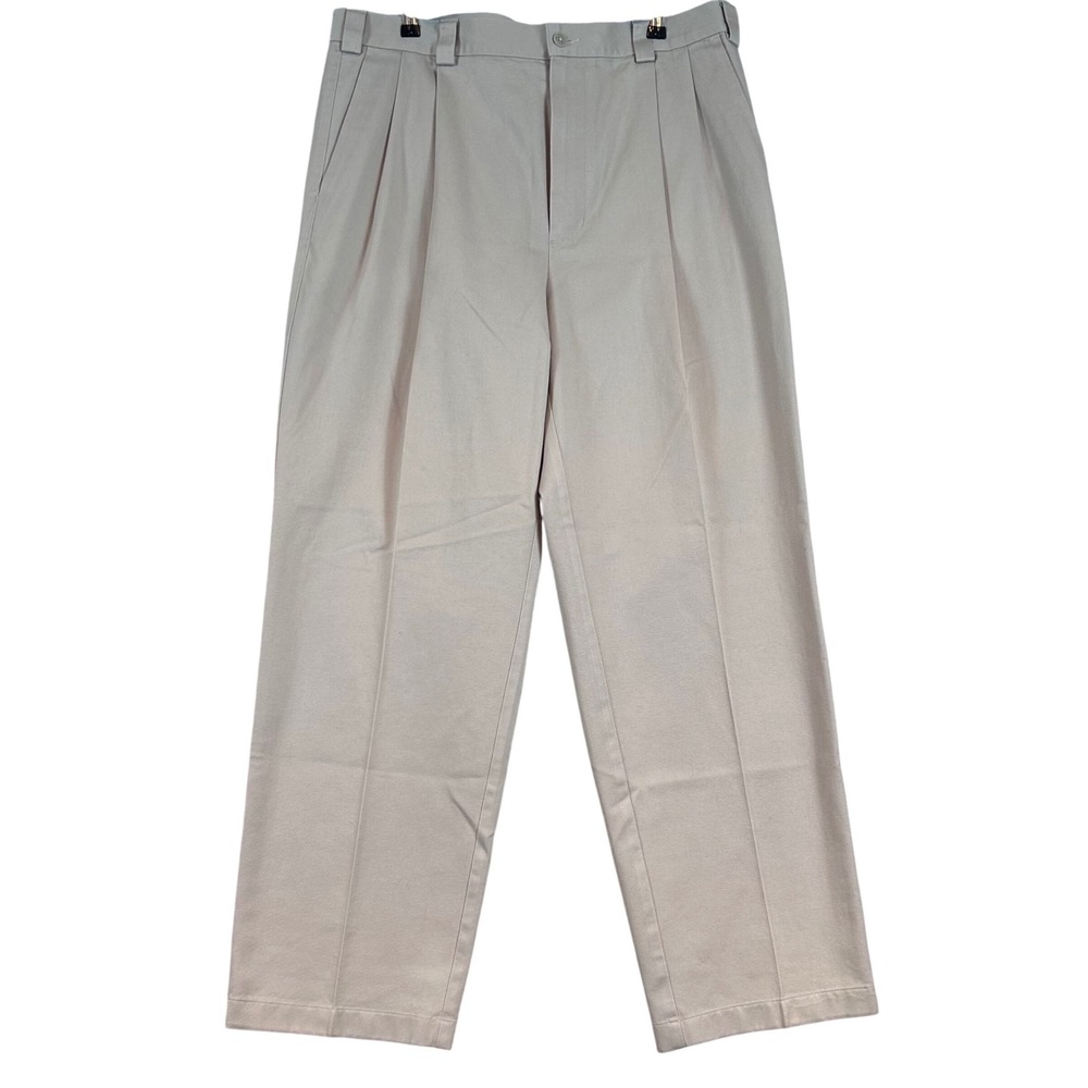 NWT Ashworth EZ-Tech Men 36x30 Stone Non-Iron Cotton Pleated Golf Pant Casual